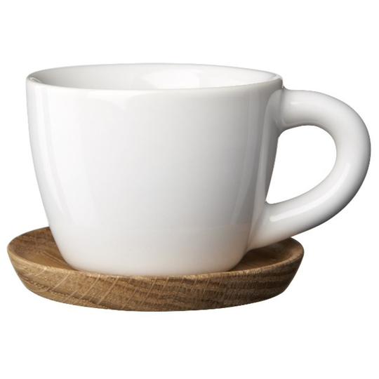 Höganäs Keramik Espressokopp 10 cl med Träfat Vitblank