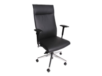 Avistron Bern - Stol - ergonomisk - högsvart - armstöd - svängtapp - aluminium, läder - elegant svart