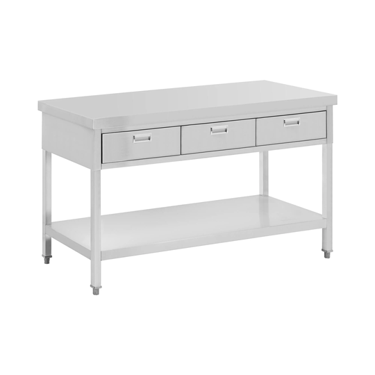Bord i rostfritt stål med lådor - 150 x 60 cm - 295 kg