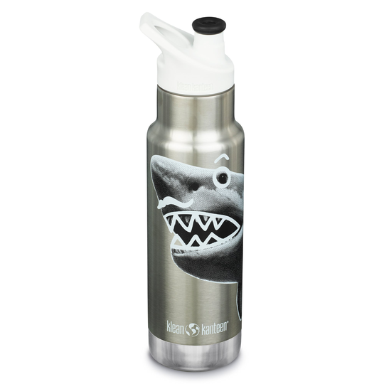 Klean Kanteen Isolerad flaska med sportkork för barn, 355 ml, Mr. Shark
