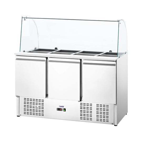 Salladskyl - Med glasmonter - Royal Catering - 368 L - För 8 GN-behållare - 137 x 70 cm