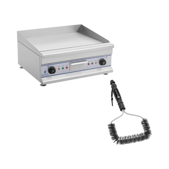 Set dubbelt elektriskt stekbord med borste - 60 cm - slät - 2 x 3200 W