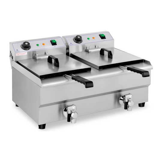 Elektrisk fritös - 2 x 13 liter - Tappkranar - 230 V