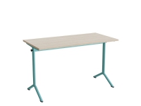 Bord Atlas 1130, 1200x600 mm, ljudabsorberande vitpigmenterad ek, turkos ram