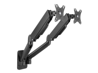 DELTACO Office ARM-0361 - Monteringssats (väggfäste, 2 ledarmar, 2 VESA-monteringsfästen) - Gasfjäder - för 2 LCD-skärmar - plast, aluminium, stål - matt svart - skärmstorlek: 17-32 - väggmonterbar