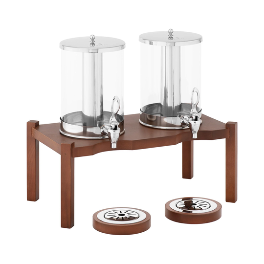 Juicedispenser - 2 x 7 L - Kylsystem - Mörk träställning