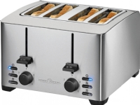 ProfiCook PC-TA 1073, 4 skive(r), Sort, Rustfrit stål, Rustfrit stål, Knapper, Niveau, Dreje, 1260 W, 220 - 240 V