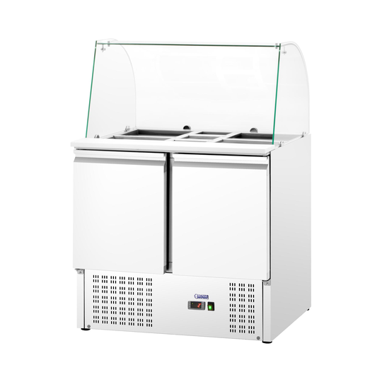 Salladskyl - Med glasmonter - Royal Catering - 240 L - För 7 GN-behållare - 91 x 70 cm