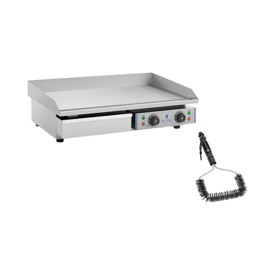 Set dubbelt elektriskt stekbord med grillborste - 72,5 cm - Slät - 2 x 2200 W