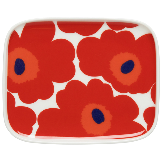 Marimekko Unikko tallrik, 12 x 15 cm, vit/röd