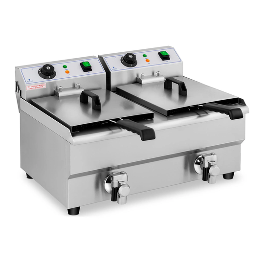 Elektrisk fritös - 2 x 10 liter - Avtappningskranar - 230 V