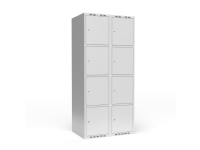 Garderob 2x300 mm Lutande tak 4 fack på höjden Blå dörr Handtag för hänglås