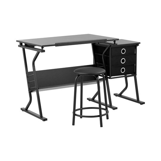 Ritbord - 90 x 60 cm - fällbart och höj- och sänkbart - med pall och sidobord