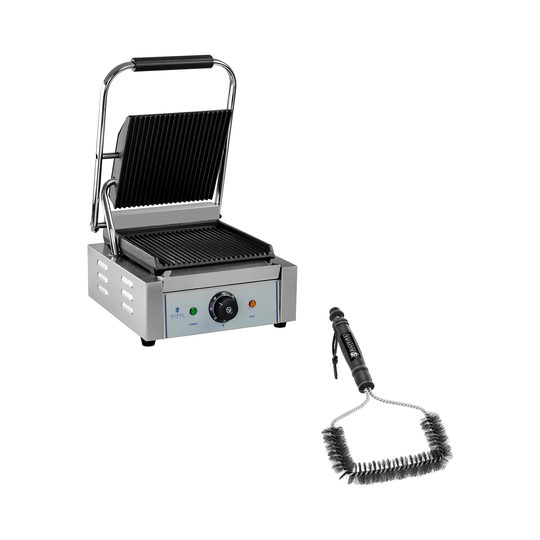 Set kontaktgrill och grillborste - Räfflad - 1800 W