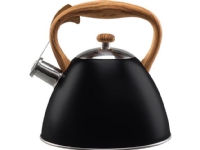 Vilde Black kettle with brown handle, whistle, automat, GAS, INDUCTION, 3L