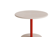 Bord Donut, Ø700 mm, höjd 570 mm, vitpigmenterad ask på röd ram