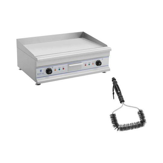 Set dubbelt elektriskt stekbord med grillborste - 75 cm - Slät - 2 x 3200 W