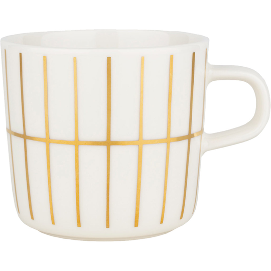 Marimekko Oiva Tiiliskivi kaffekopp, 2 dl, vit/guld