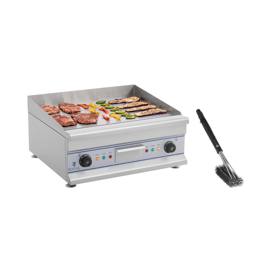 Set dubbelt elektriskt stekbord med grillborste - 60 cm - slät - 2 x 3200 W