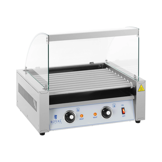 Andrahandssortering Korvgrill - 9 värmestavar - Royal Catering - Rostfritt stål - Glasskydd