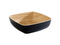 Skål Frida 0,85 ltr 16,5x16,5x5,5 cm Melamin Svart/Träd look,6 st/pk