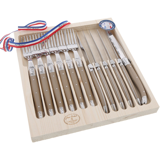 Jean Dubost Laguiole bestick, 12-delar, taupe