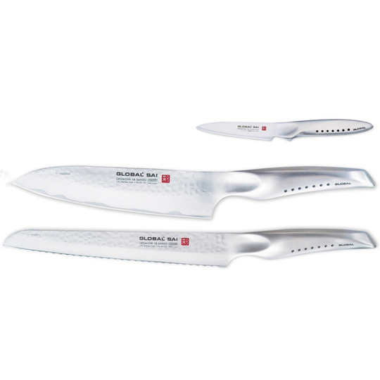 Global SAI Knivset Kockkniv + Brödkniv + Skalkniv