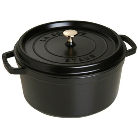Staub Rund Gryta 34 cm 12,6 liter Svart