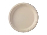 Tallrik rund Ø26 cm med platt kant bagasse Fettfast FF beige,4 ps x 125 st/krt